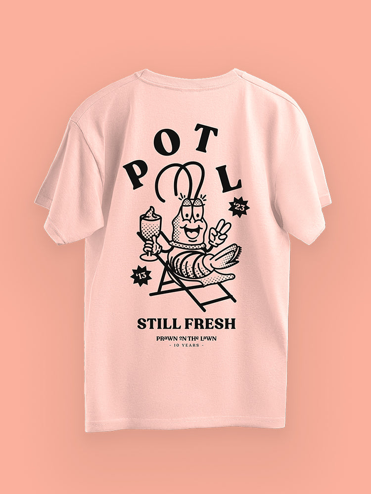 Prawn on the Lawn 10th Anniversary Limited Edition Cotton T-shirt (Pink)