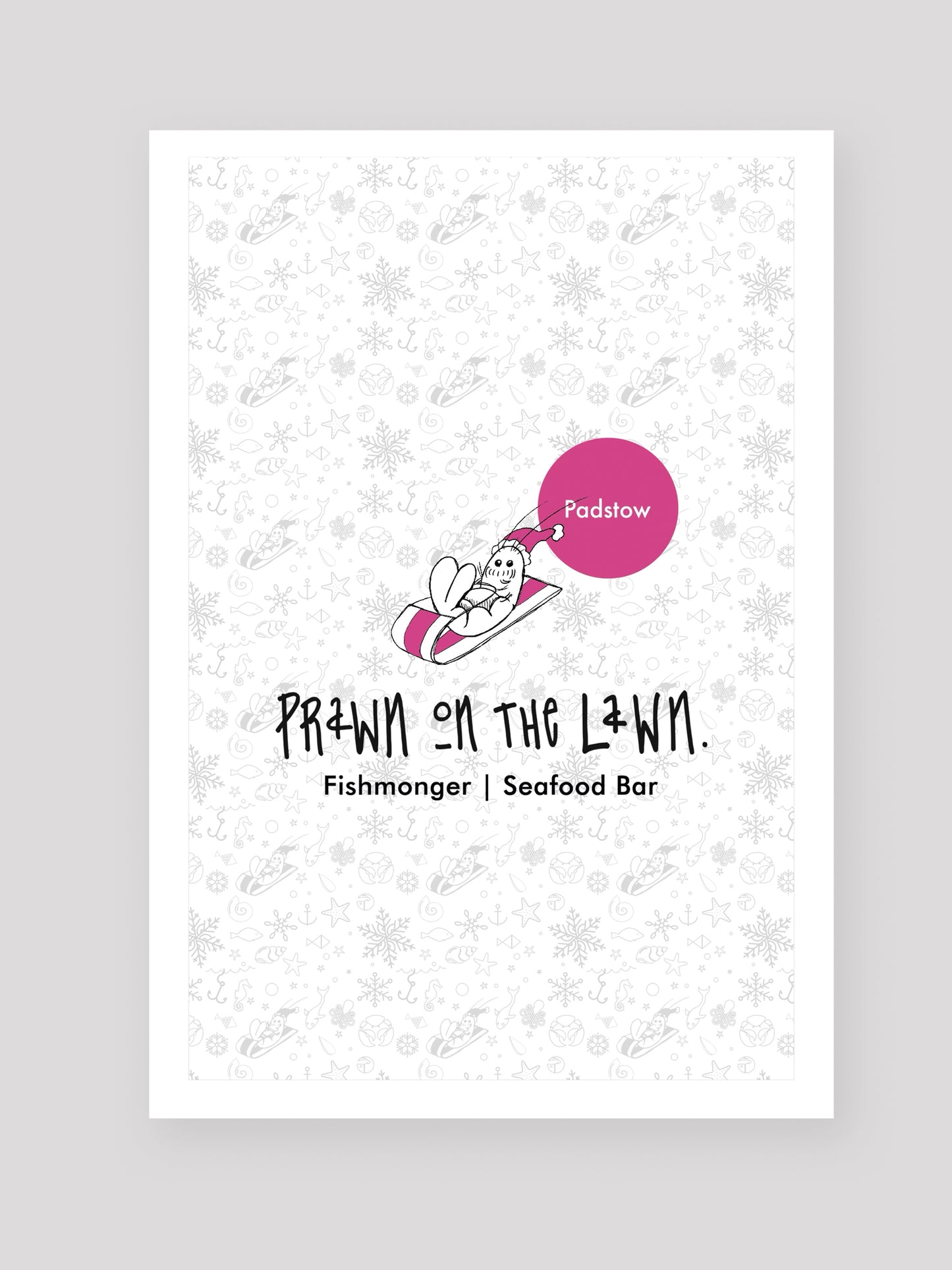 Vintage Prawn on the Lawn Christmas tea towel