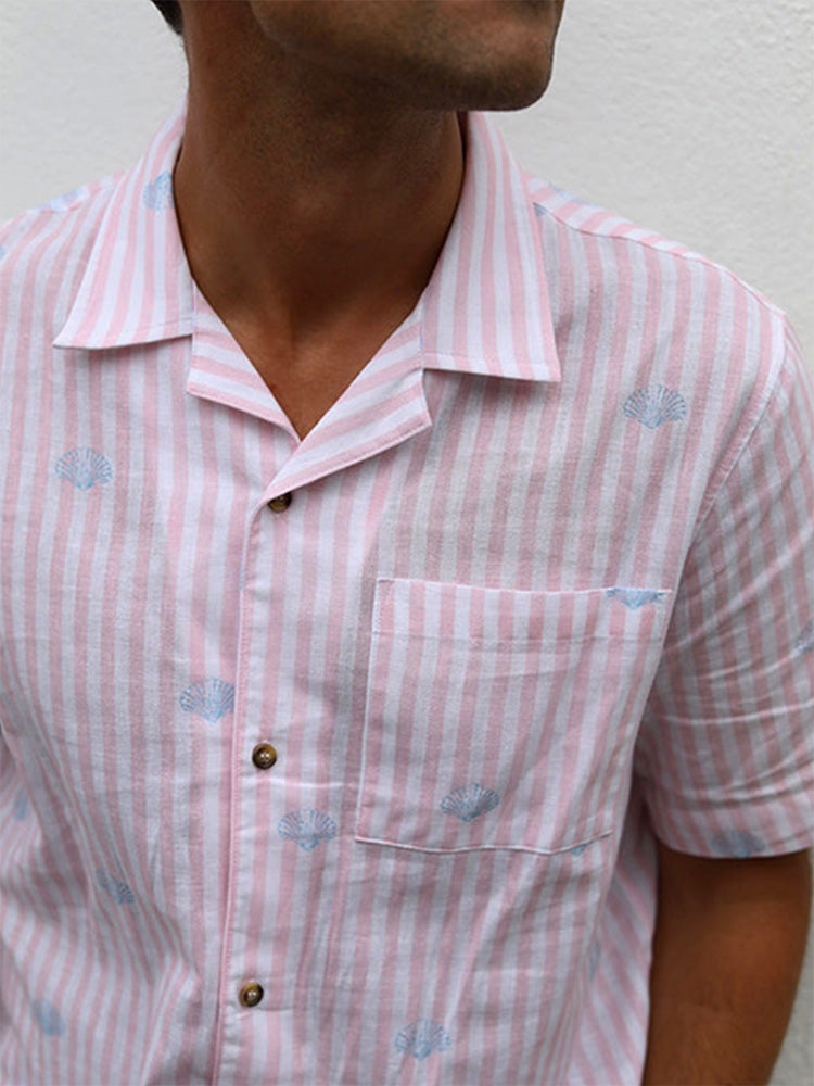 POTL x JAM Pink Scallop Limited Edition Linen Shirt