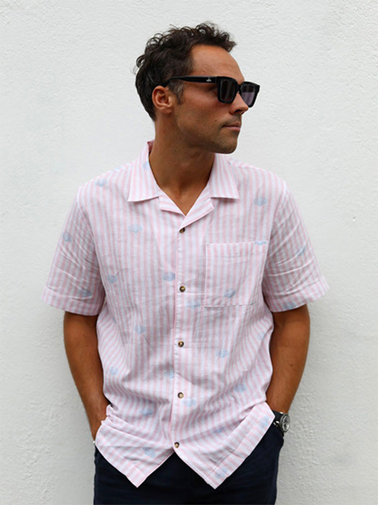 POTL x JAM Pink Scallop Limited Edition Linen Shirt