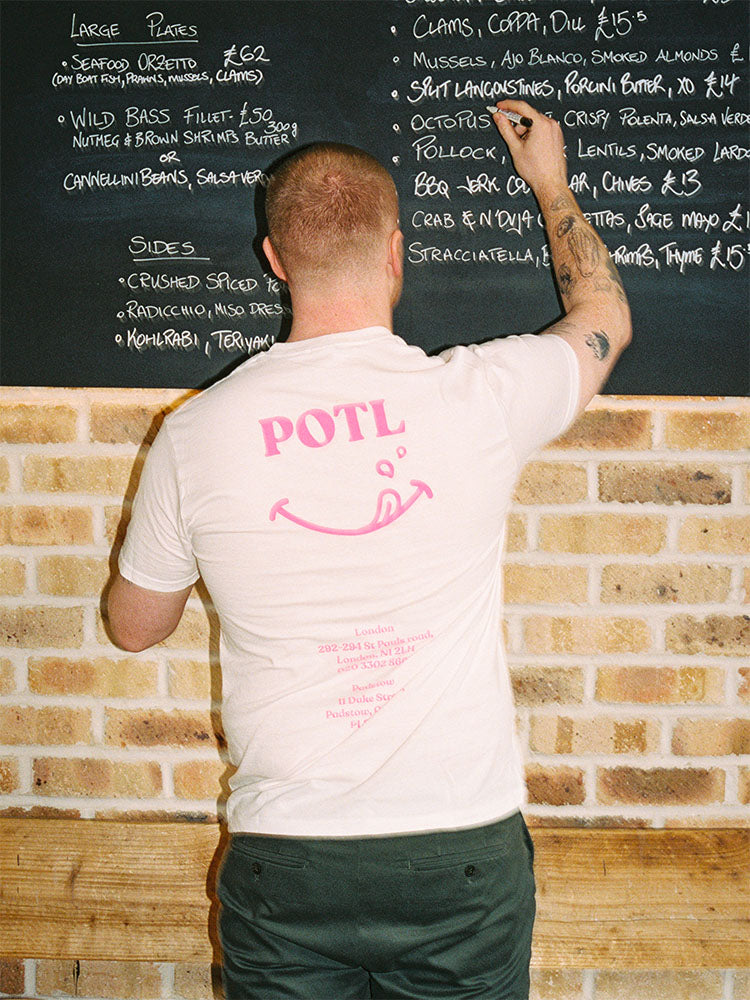 Prawn on the Lawn Classic ‘POTL’ Cotton T-shirt (White)