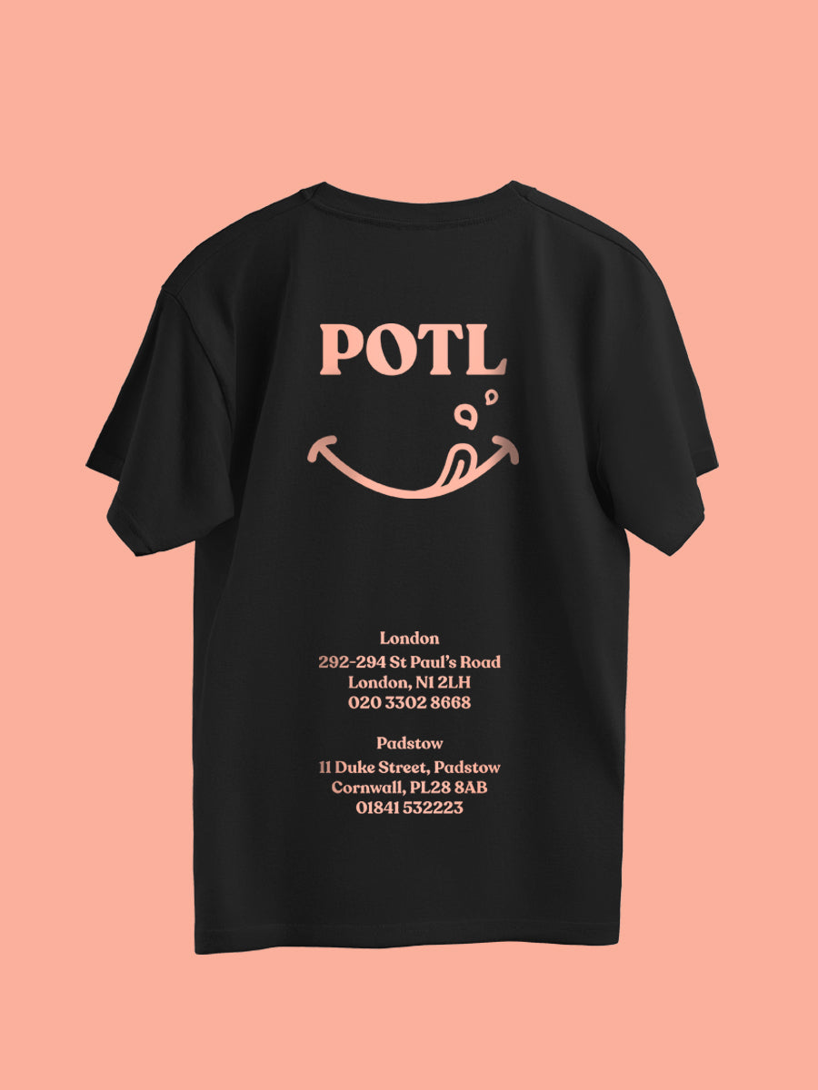 Prawn on the Lawn Classic ‘POTL’ Cotton T-shirt (Black)