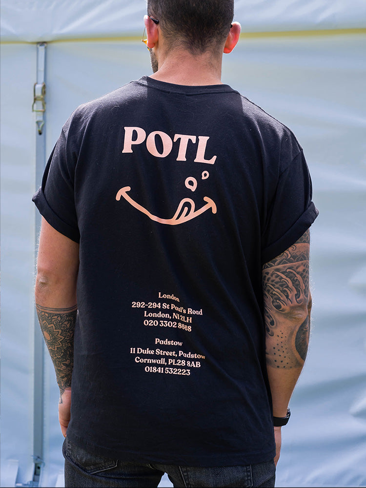 Prawn on the Lawn Classic ‘POTL’ Cotton T-shirt (Black)
