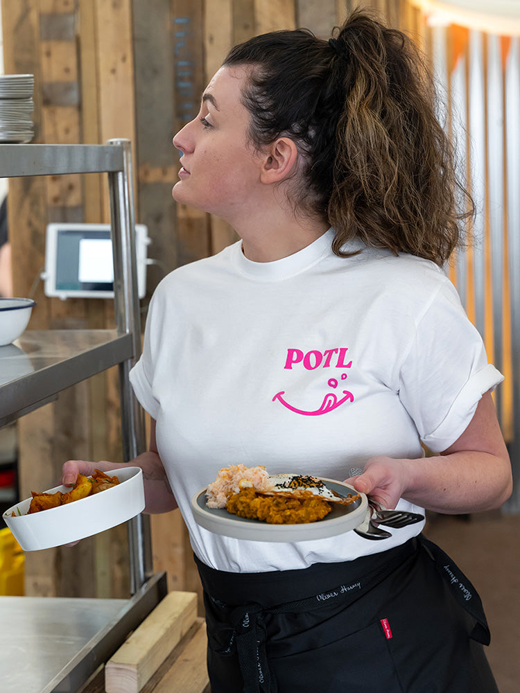 Prawn on the Lawn Classic ‘POTL’ Cotton T-shirt (White)