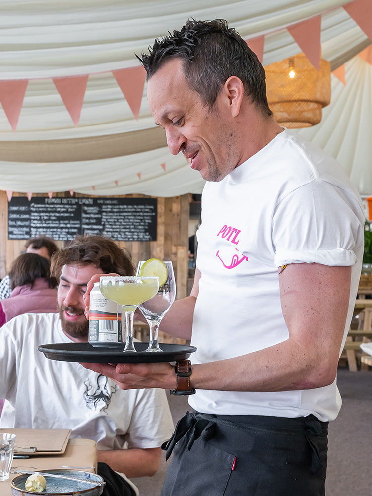 Prawn on the Lawn Classic ‘POTL’ Cotton T-shirt (White)