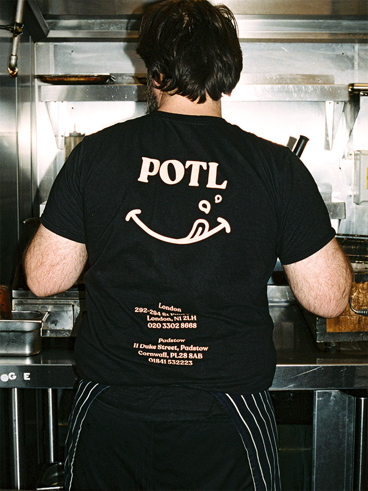 Prawn on the Lawn Classic ‘POTL’ Cotton T-shirt (Black)