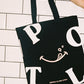 Prawn on the Lawn Black POTL Canvas Tote Bag